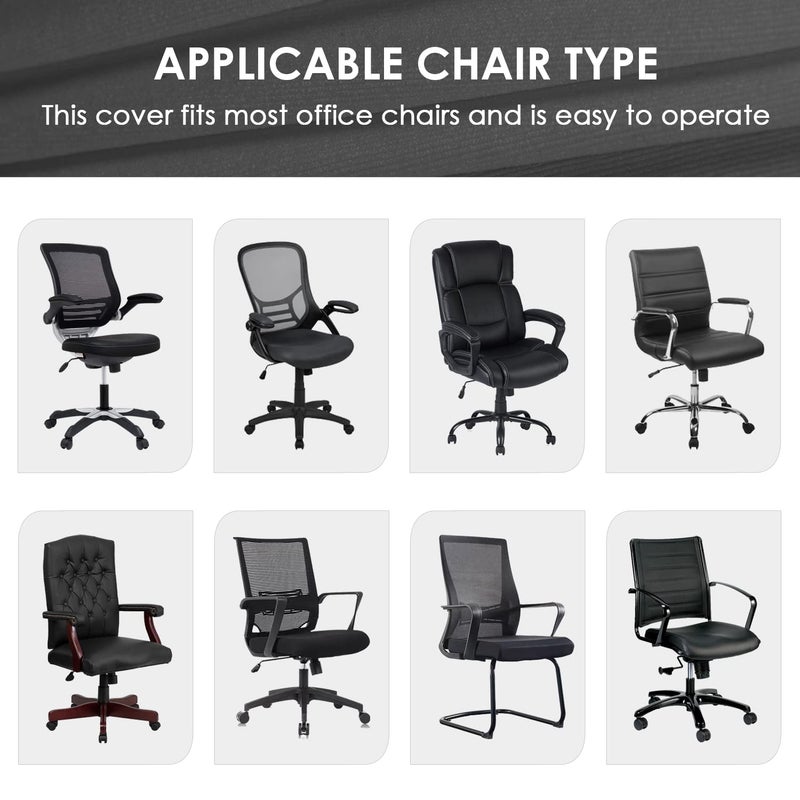 SARAFLORA Office Chair Cover- Medium, Grey- Removable Computer Chair Cover for Office Chair with Zipper for Universal Rotating Chair Desk Chair Cover Chair Seat Washable Protector for Pets - Image 3